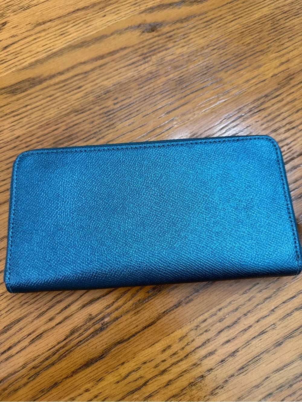 EUC Coach Metallic Blue Zip-Around Leather Wallet